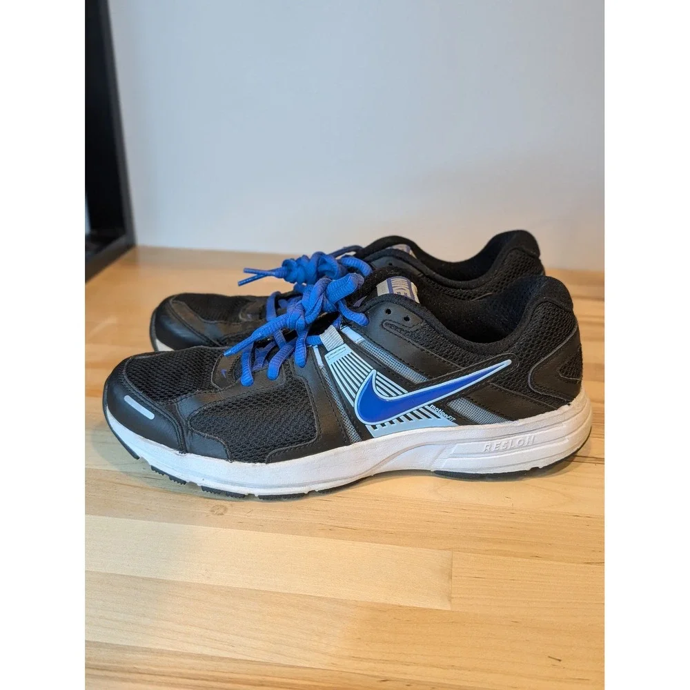 Nike Reslon Running Shoes Athletic Cushioned Black Blue Sneakers Size 8.5